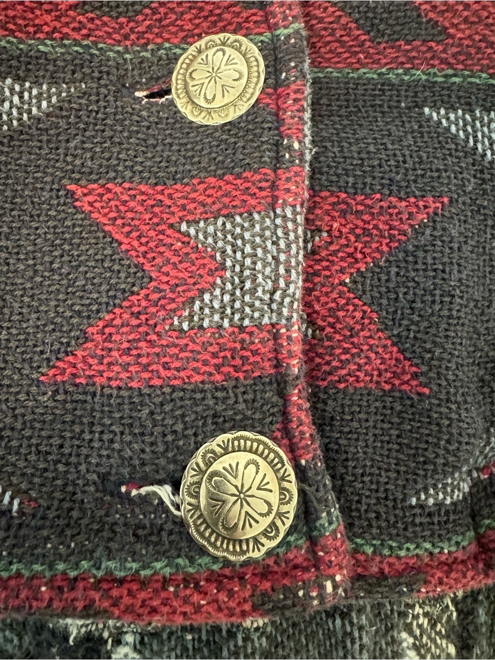 Vintage 90s Painted Pony Wolf Southwestern Tapestry Jacket Cropped Concho Button - Picture 11 of 16